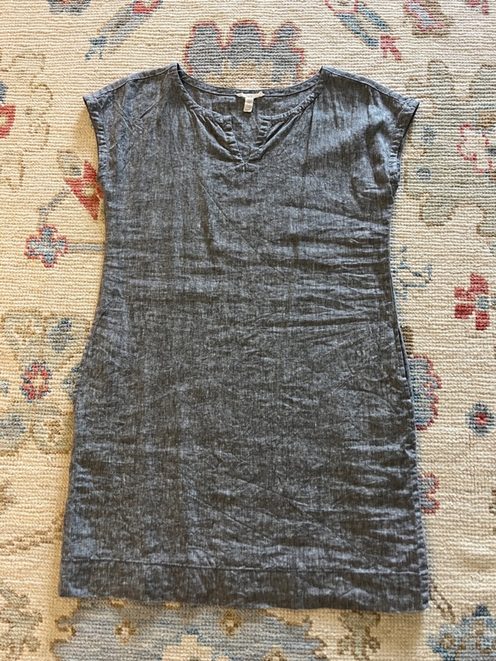 Eileen Fisher Charcoal Heather Linen Blend Top
